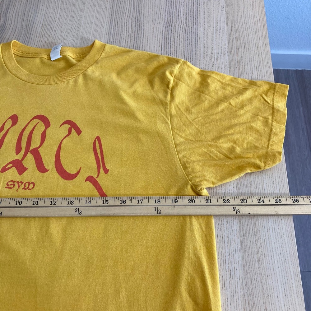 Graphic T Shirt Mens Yellow Skull Print Short Sleeve Tee Size‎ L tultex - Picture 5 of 6